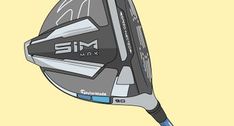 a close up of a golf club on a yellow background with the text sm max