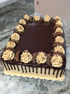 a chocolate cake sitting on top of a counter