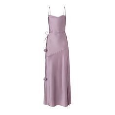 Infused with ethereal femininity, this bias-cut slip dress skims your body in luscious liquid silk, falling to an elegant drape. The suave silhouette weaves in a refined leg split for timeless appeal.  A graceful silk sash coupled with sophisticated roses highlights this statuesque appearance. Made in Europe  Composition: 96% Silk, 2% Elasthane Purple Long Dress Formal, Shades Of Purple Bridesmaid Dresses, Purple Wedding Guest Dress, Lilac Silk Dress, Lilac Satin Dress, Lilac Dresses, 2002 Fashion, Purple Floor, Dress Reference