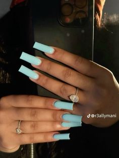 Sea Foam Nails, Medium Acrylic Nails Square, Solid Color Acrylic Nails, Acrylic Nail Set, Nails Coffin Short, Long Acrylic Nail Designs, Hard Nails, Girly Acrylic, Colored Acrylic Nails