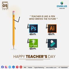 teacher's day poster with pencil and school related items for teachers to write on