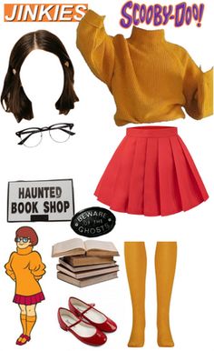 Velma Outfit Ideas, Cartoon Costumes For Women, Velma Costume Black Women, Velma Inspired Outfit, Cartoon Inspired Outfits, Velma Outfit, Daphne Halloween, Velma Halloween, Velma Halloween Costume