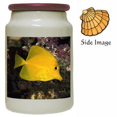 an image of a yellow fish in a jar