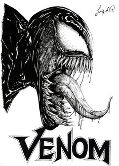 a drawing of a fish with the word venom on it's face and mouth