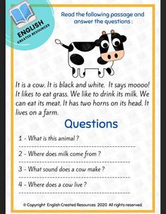 an animal is shown in the question card for english students to learn how to read it