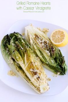 grilled romaine hearts with caesar varigrete and parmesan cheese