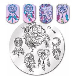 Pattern Nail Art, Nail Art Images, Nail Stamper, Board Template, Nail Art Stamping Plates, Heart Nail Art, Nail Stamping Plates, Round Nails