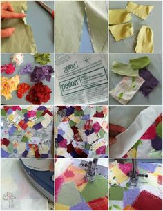 the process of making paper flowers is shown