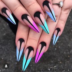 Coffin Nails Ombre, Stiletto Nails Designs, Nail Art Ombre, Bright Nails, Nail Swag, Pretty Acrylic Nails