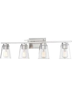 three light bathroom fixture with clear glass shades