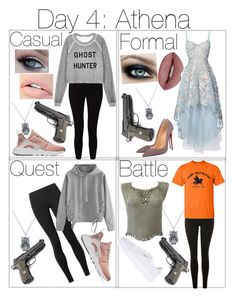 four different types of clothes and accessories with the words, day 4 athena casual hunter