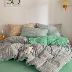 pink plaid aesthetic bedding set boogzel apparel Double Bedding, Double Bedding Sets, Plaid Bedding, Linen Bed Sheets, Queen Size Duvet Covers, Cozy Season, Cotton Bedding Sets, King Bedding Sets, Bed Linen Sets