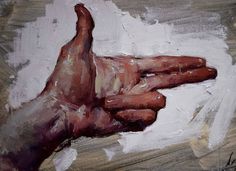 a painting of a person's hand holding something