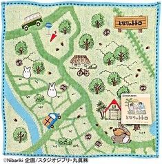 an image of a map with animals and cars on it's surface in japanese