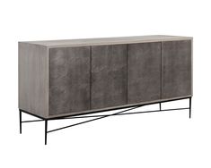 the sideboard is made from wood and metal