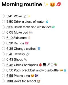 the morning routine is shown with text on it