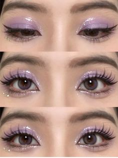 Purple Douyin Makeup Looks, Light Purple Makeup Aesthetic, Colourpop Lilac You A Lot, Galaxy Makeup Simple, Cool Simple Makeup Looks, Quick Easy Eyeshadow, Purple And Grey Eye Makeup, Simple Lilac Makeup Look, Euphoric Eye Makeup