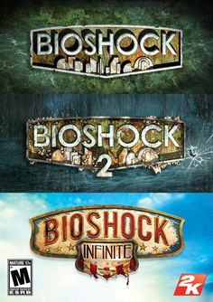 the cover art for bioshock 2, bioshock infinite and bioshock in time