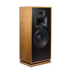 a wooden speaker is shown on a white background