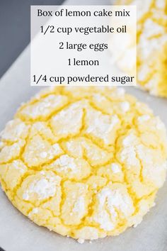 two lemon cake mix cookies on top of each other