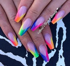 Vb Nail Design, Rainbow Nails, Colorful Nail Designs, Hot Nails, Classy Nails, Coffin Nails Designs, Fire Nails