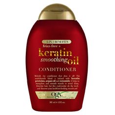 Make your showers count for more! OGX Frizz-Free + Keratin Smoothing Oil Conditioner is a true multitasker with the benefits of five products in one. It helps strengthen hair, improve flexibility, protect against humidity, keep hair frizz-free and reveal shiny hair-all in just one bottle. With hints of tropical orange, island pineapple and golden amber, it'll make your strands smell as good as they feel. Use with OGX Frizz-Free + Keratin Smoothing Oil Shampoo for maximum results. Slash your morn Shampoo For Thick Hair, Volume Hair Shampoo, Ogx Shampoo, Biotin And Collagen Shampoo, Keratin Oil, Shampoo For Fine Hair, Biotin Hair Growth, Biotin Shampoo, Shampoo For Thinning Hair