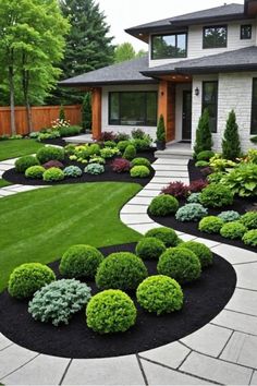 a house with landscaping in the front yard