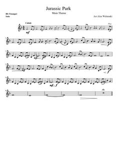 sheet music with the words jurasic park on it