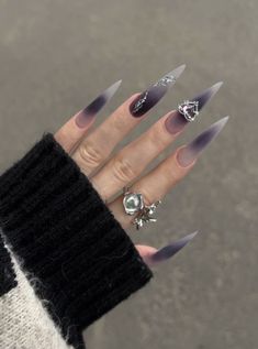 Witch Nails, Witchy Nails, Sharp Nails, Punk Nails, Nagel Tips, Goth Nails, Grunge Nails, Her Nails, Blush Nails