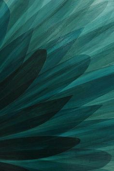 an abstract painting with blue and green colors on the bottom half of it, in shades of teal and black