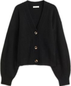 Black Soft Knit Cardigan For Work, Black V-neck Soft Knit Outerwear, Black V-neck Soft Knit Cardigan, Black V-neck Cardigan For Work, Black H&m Sweater For Fall, H&m Black Sweater For Fall, Casual H&m V-neck Cardigan, H&m V-neck Fall Outerwear, Sweaters Black