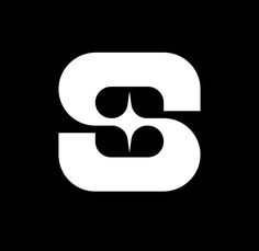 the letter s is shown in black and white