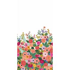 a bunch of flowers that are in the middle of a white sheet with pink and orange flowers