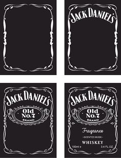 four black and white labels for jack daniels