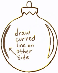 an ornament with the words draw curved line on another side in brown ink