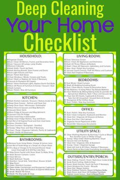 a green cleaning checklist with the words deep cleaning your home checklist on it