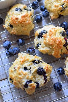 blueberry muffins cooling on a wire rack