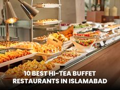 a buffet filled with lots of different types of food