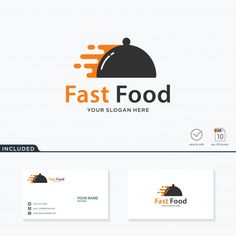 the logo for fast food is designed with an image of a clochet dish