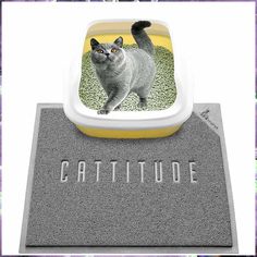 WePet Cat Litter Mat, Kitty Litter Trapping Mat, M Size, Cattitude, 24 x 22 Inch, Premium Durable Soft PVC Rug, No Phthalate, Cat Liter, Trapper Keeper