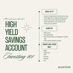 an info sheet with the words high yield savings account and what to do if it is