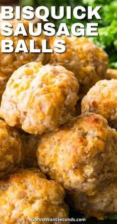 a close up of meatballs on a plate with broccoli in the background