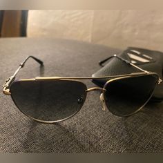 Authentic Chrome Hearts Slam Sunglasses Aviator/Silver Frame Style # 61/14/137 With Black Leather Case/Carrier Heart Accessories, Chrome Hearts, Silver Frame, Aviator Sunglasses, Leather Case, Sunglasses Accessories, Black Leather, Mens Accessories, Sunglasses