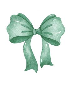 a watercolor drawing of a green bow