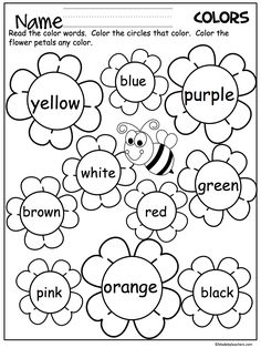 the color word worksheet for preschool