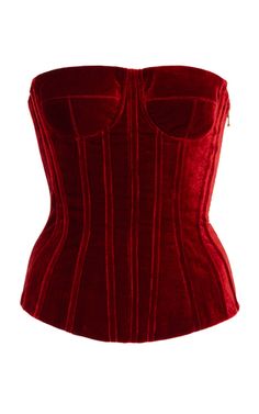 Shop the Red Strapless Velvet Corset Top by Sergio Hudson and more new designer fashion on Moda Operandi. Digital Outfits, Red Velvet Outfits, Velvet Corset Top, Cloth Collection, Sergio Hudson, Shopping Addict, Velvet Bustier, Velvet Corset, Evening Accessories