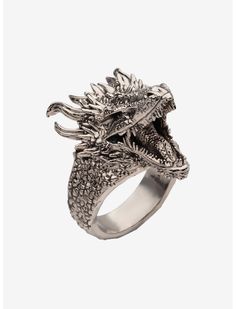 Dragon Game Of Thrones, Steel Dragon, Game Of Thrones Dragons, Dragon Ring, House Of The Dragon, Dragon Jewelry, Silver Dragon, Broken Chain, Fantasy Jewelry