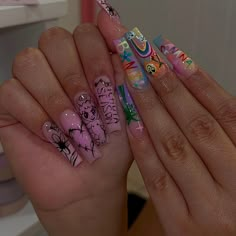 Concert Nails, G Nails, Cute Simple Nails, Stylish Nails Designs, Dope Nail Designs, Exotic Nails, Long Square Acrylic Nails, Unique Acrylic Nails, Bling Acrylic Nails