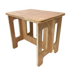 a small wooden table with three legs