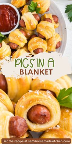 pigs in a blanket recipe with text overlay